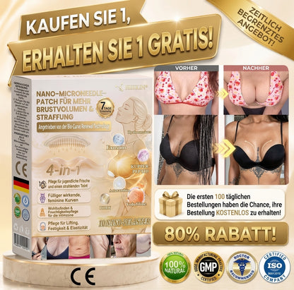 HISKIN® Nano-Mikronadel-Pflaster für mehr Brustvolumen, Lifting & Straffung – Volufiline-, Exosomen- und Kupferpeptid-Formel mit Zell-Erneuerungstechnologie