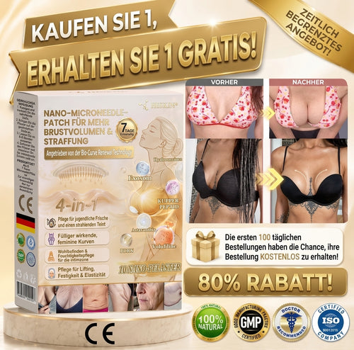 HISKIN® Nano-Mikronadel-Pflaster für mehr Brustvolumen, Lifting & Straffung – Volufiline-, Exosomen- und Kupferpeptid-Formel mit Zell-Erneuerungstechnologie