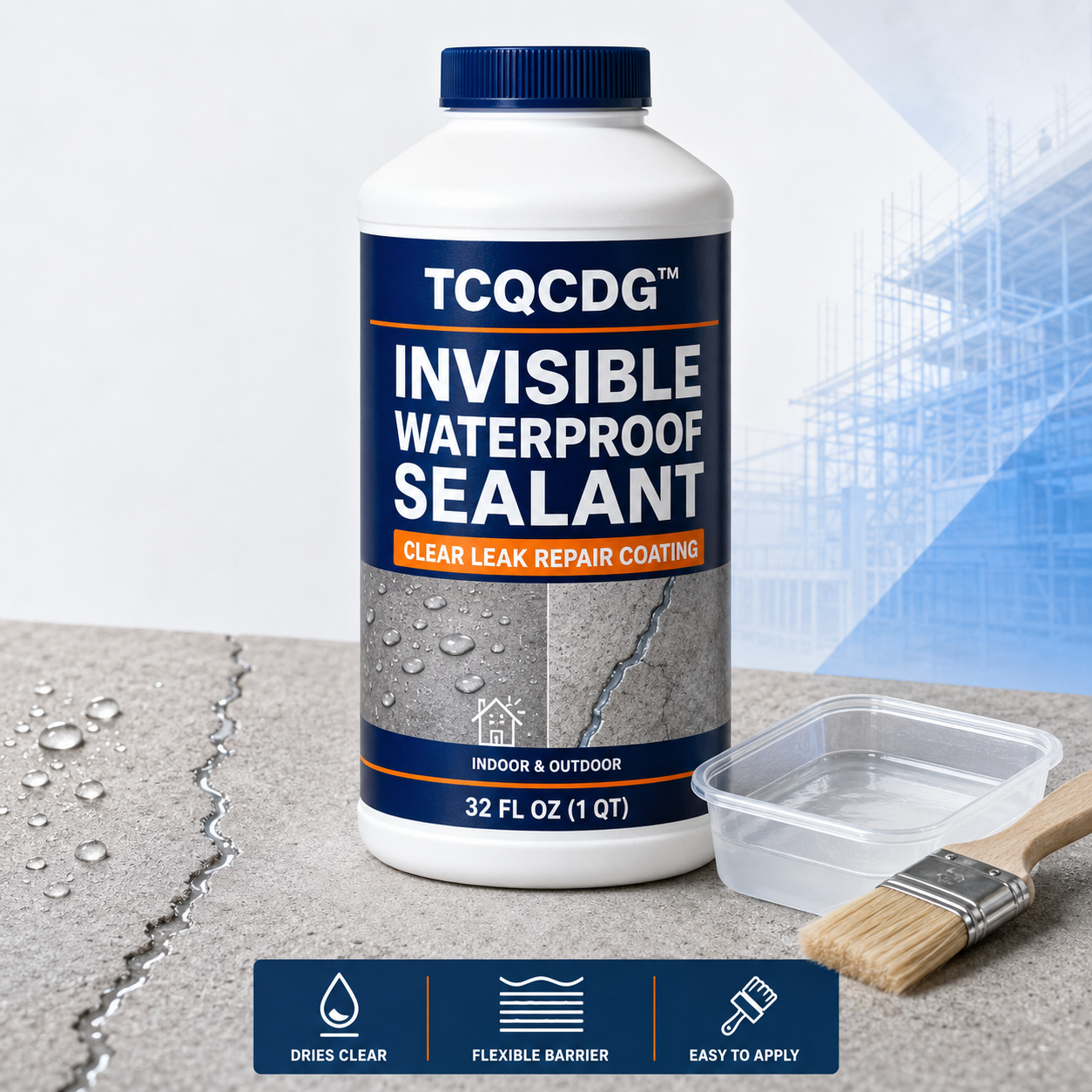 TCQCDG™ Invisible Waterproof Sealant – Clear Leak Repair Coating for Roofs, Walls, Showers, Windows & Tile