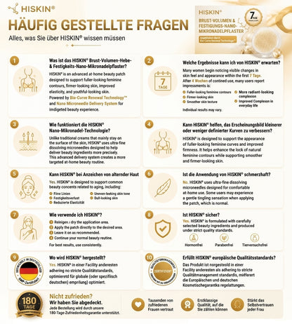 HISKIN® Nano-Mikronadel-Pflaster für mehr Brustvolumen, Lifting & Straffung – Volufiline-, Exosomen- und Kupferpeptid-Formel mit Zell-Erneuerungstechnologie