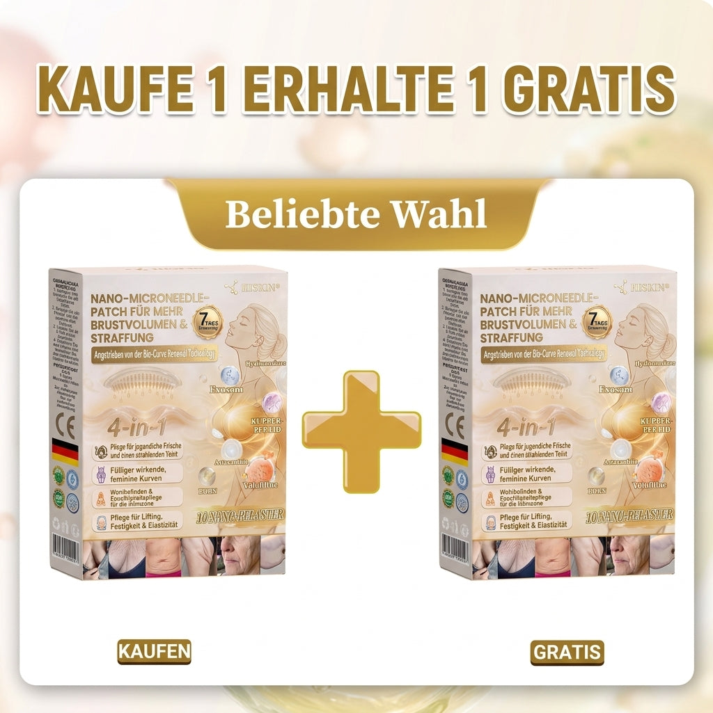 HISKIN® Nano-Mikronadel-Pflaster für mehr Brustvolumen, Lifting & Straffung – Volufiline-, Exosomen- und Kupferpeptid-Formel mit Zell-Erneuerungstechnologie