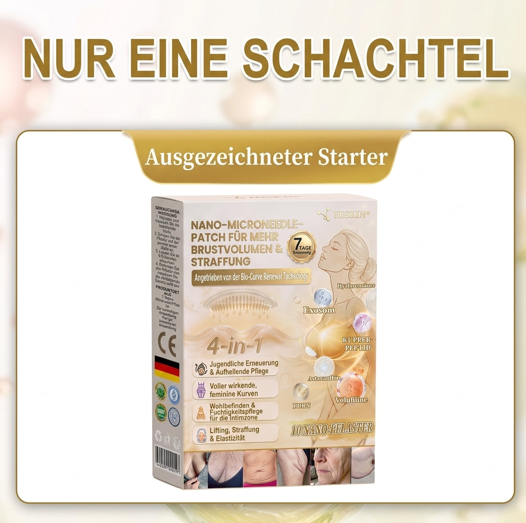 HISKIN® Nano-Mikronadel-Pflaster für mehr Brustvolumen, Lifting & Straffung – Volufiline-, Exosomen- und Kupferpeptid-Formel mit Zell-Erneuerungstechnologie