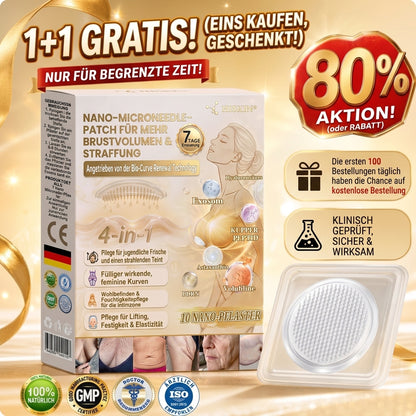 HISKIN® Nano-Mikronadel-Pflaster für mehr Brustvolumen, Lifting & Straffung – Volufiline-, Exosomen- und Kupferpeptid-Formel mit Zell-Erneuerungstechnologie